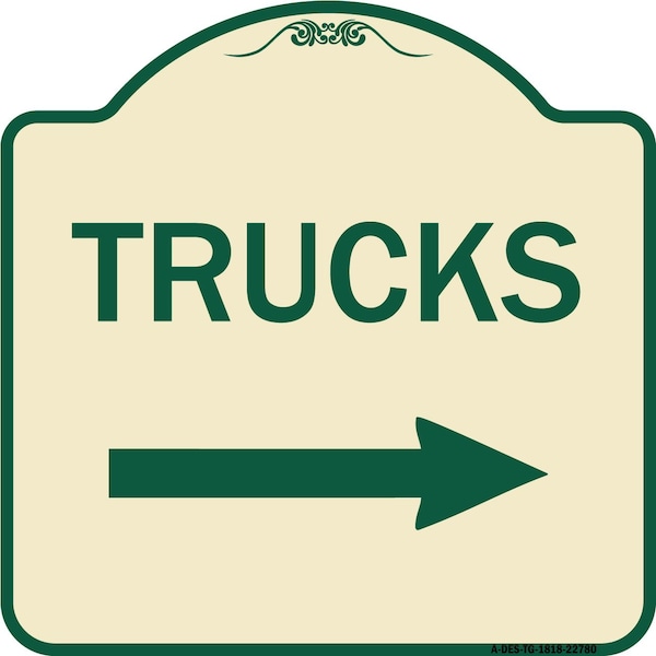 Signmission Trucks Trucks With Right Arrow Heavy-Gauge Aluminum Architectural Sign, 18" x 18", TG-1818-22780 A-DES-TG-1818-22780 - main